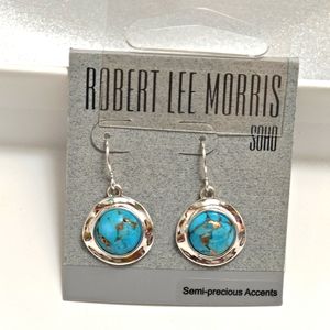 Robert Lee Morris SOHO Cabochon Turquoise Drop Earrings